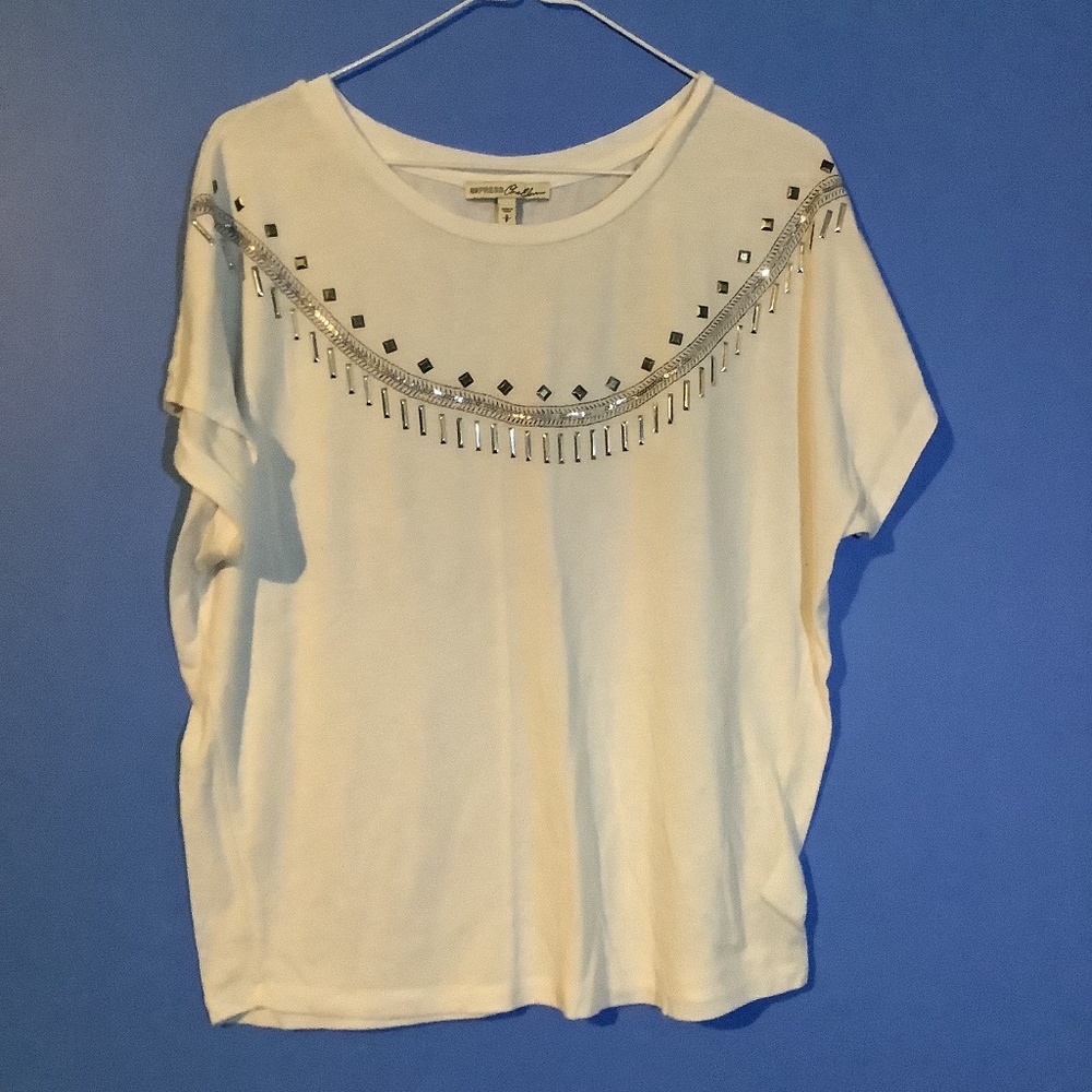 Express one eleven Top White with bling Size S